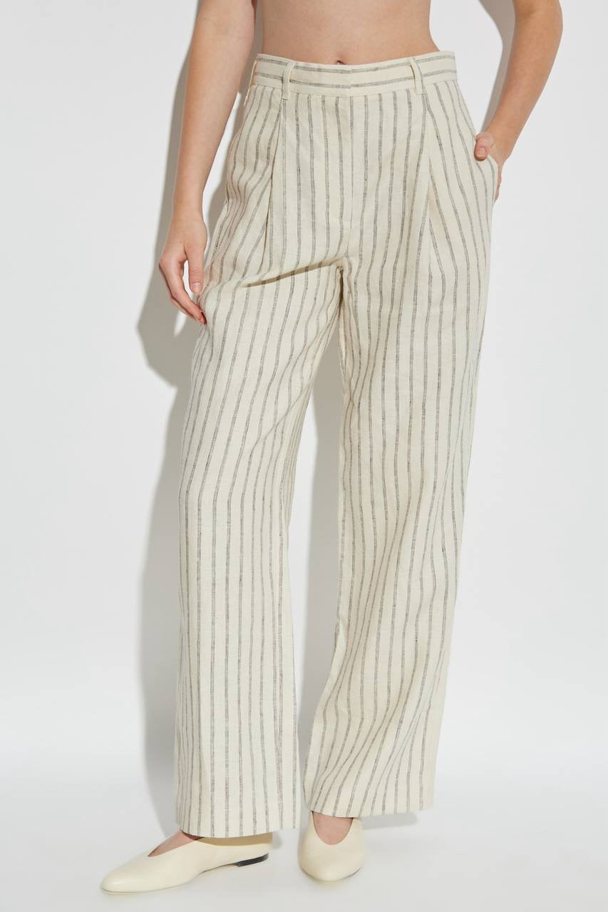 PSE Mackenzie Linen Striped Pleat Trousers Pant