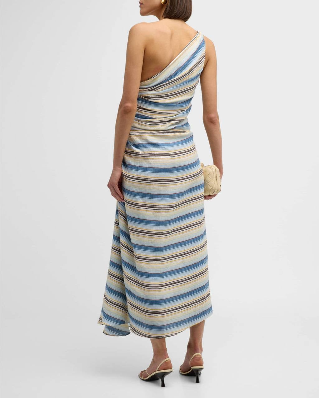 2 Colors! ALC Carolyn Viscose-Silk One Shoulder Midi Dress