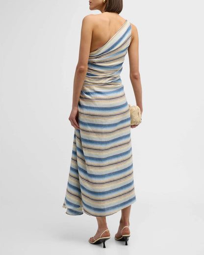 2 Colors! ALC Carolyn Viscose-Silk One Shoulder Midi Dress