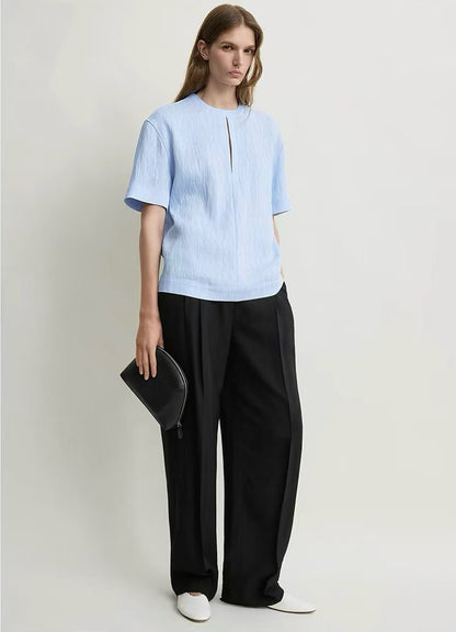 Tot Blue Soft Tunic Viscose-blend Top