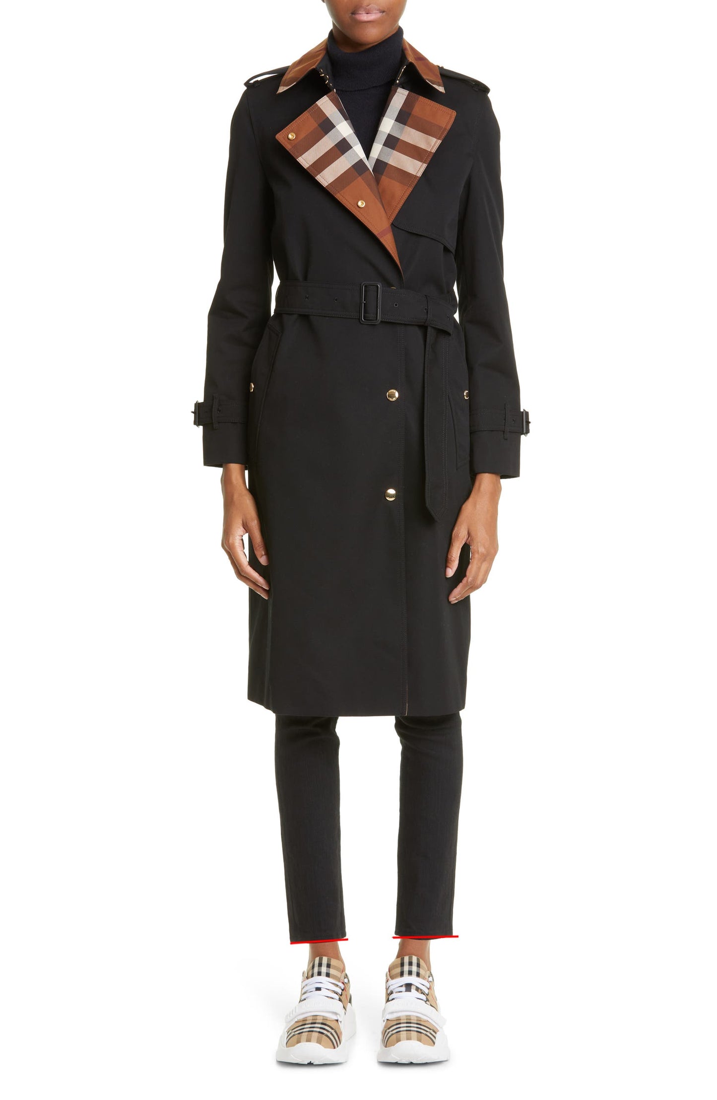 BBR Check Panel Cotton Gabardine Trench Coat