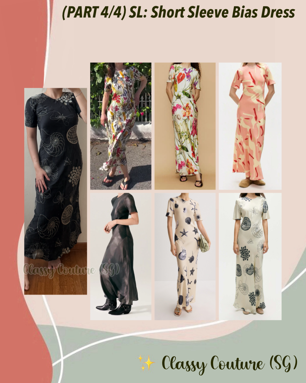 (PART 4/5) SL Short Sleeve Bias Silk Midi Maxi Dress