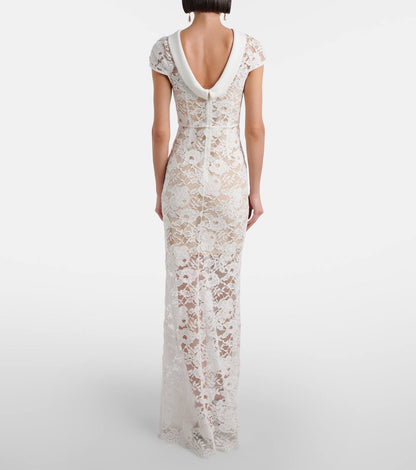 SP White Lace Scoop Back Mermaid Maxi Dress