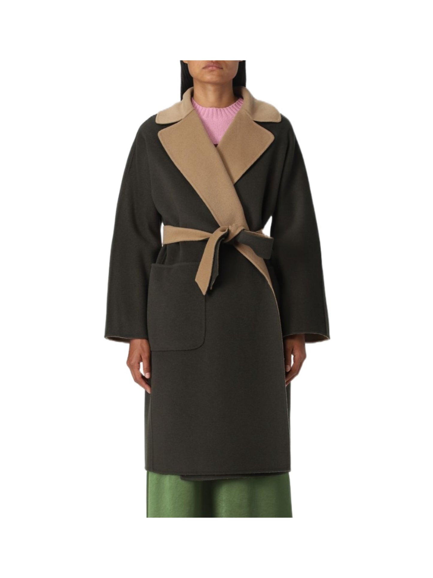 MM Double Faced Reversible Wool Contrast Wrap Coat
