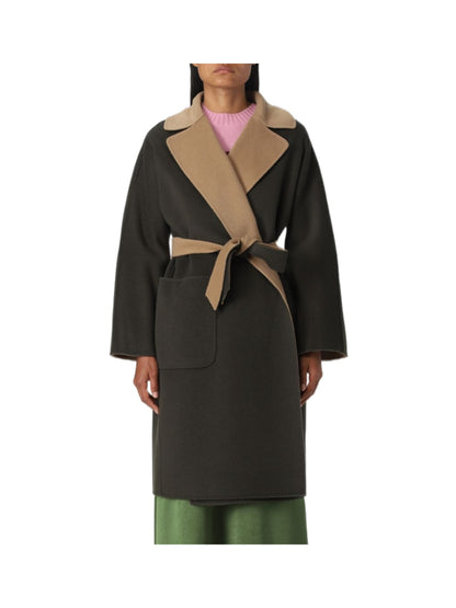 MM Double Faced Reversible Wool Contrast Wrap Coat