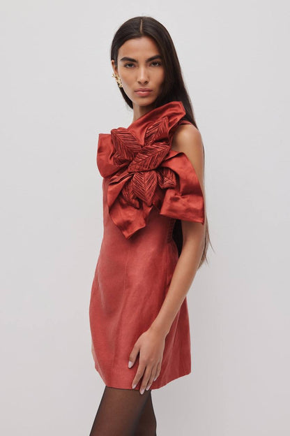 AJ Isla One Shoulder 3D floral Mini Dress