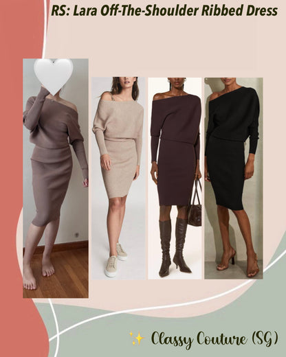 RS Lara Off-The-Shoulder Viscose-blend Ribbed Midi Dress
