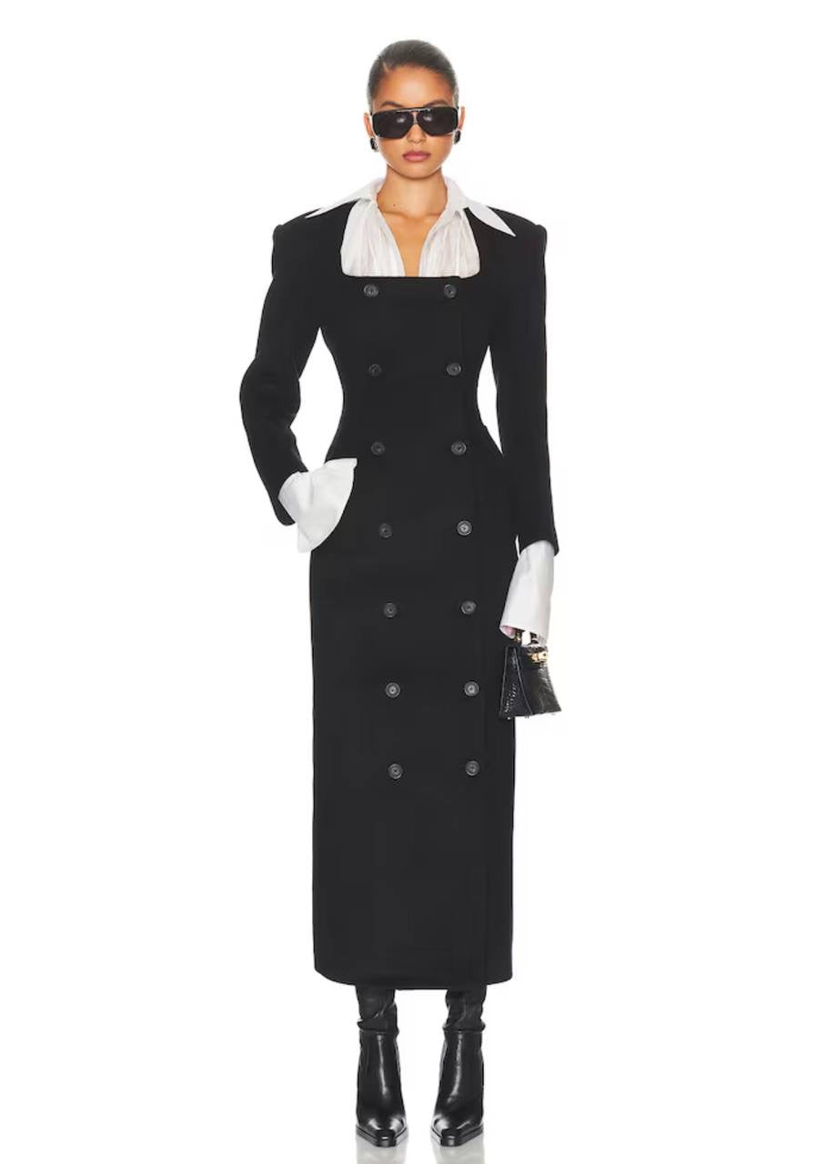 HS The Hourglass Wool-blend Slim Coat / Maxi Dress