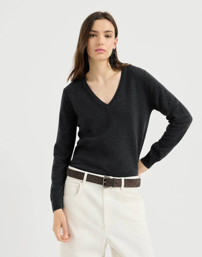 BC Cashmere V-neck Sweater With Monili