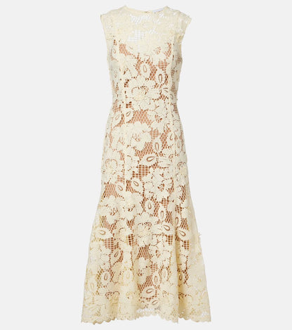 SP Yellow Crochet Lace Midi Dress