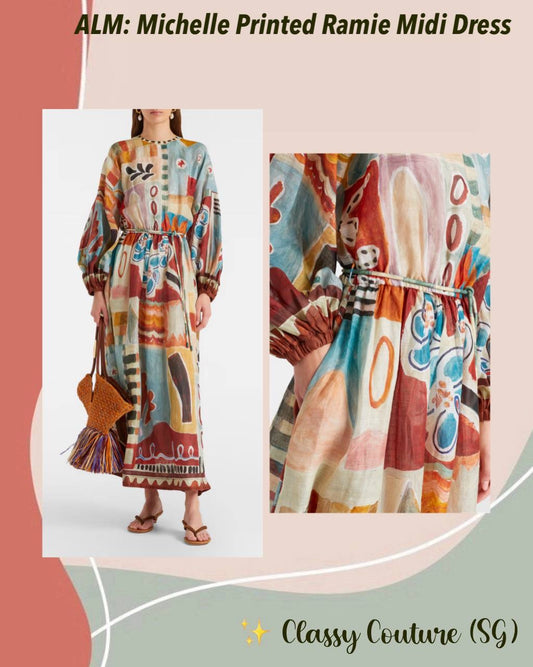 ALM Michelle Printed Ramie Midi Dress