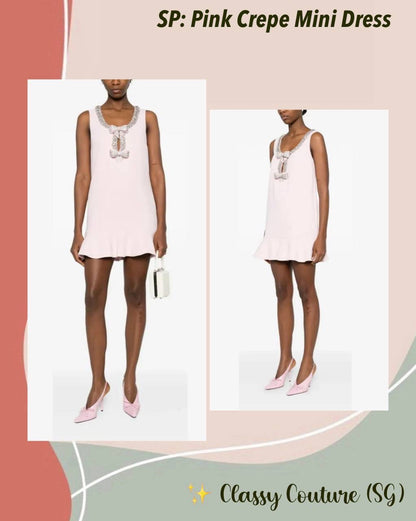 SP Pink Crepe Diamante Bow Cut-out Shift Mini Dress