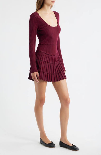 LSF Lavender Pointelle Knit Mini Dress