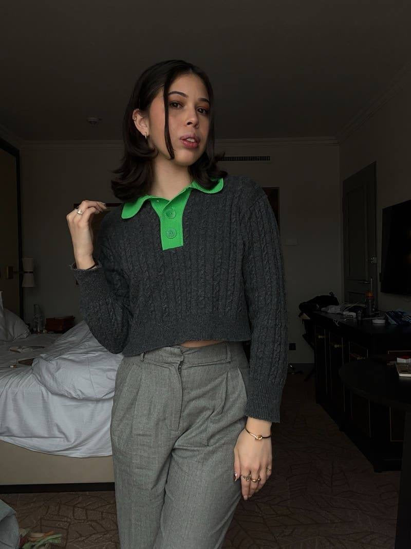 SD Reno Wool-Cashmere Contrast Collar Knit Sweater