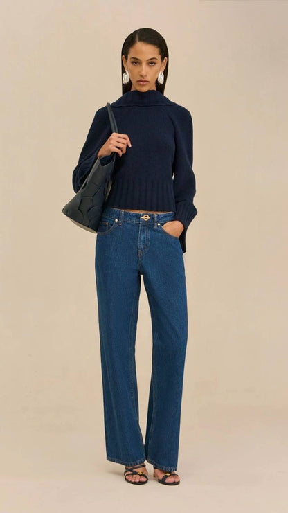 CG Milika Merino Wool-Cotton Cowl Back Sweater