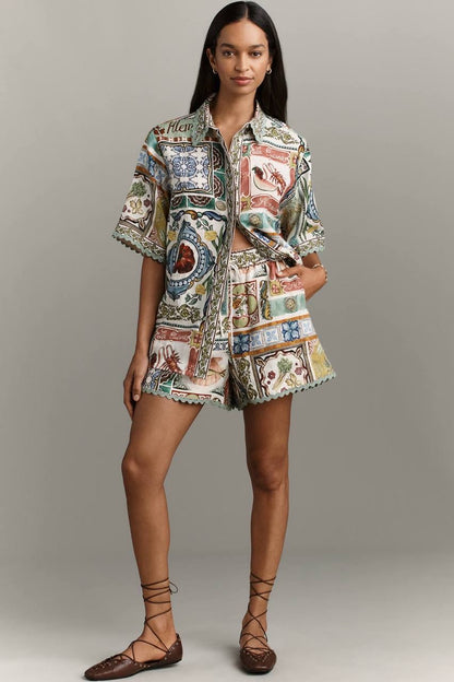 ALM Tommasina Linen Buttondown Shirt | Shorts | Set