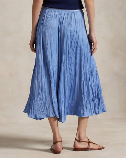 RL Crinkled Satin A-Line Midi Skirt