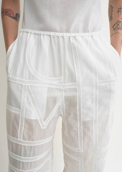 TOT Monogram Embroidered Classic Shirt | Summer PJ Bottoms Pant | Silk-Cotton Set