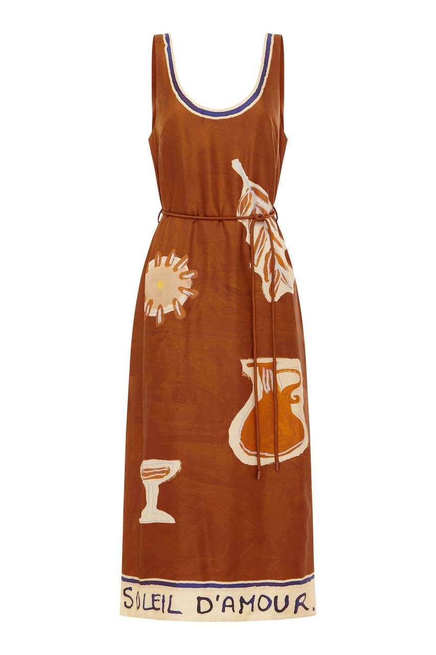ALM Soleil D'amour Sleeveless Silk Midi Dress
