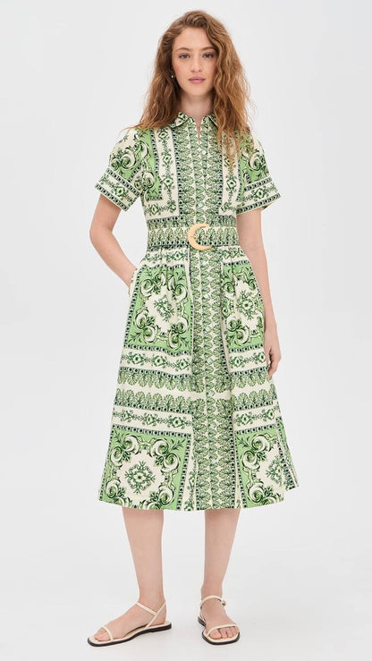CC Malena Cotton Belted Midi Dress