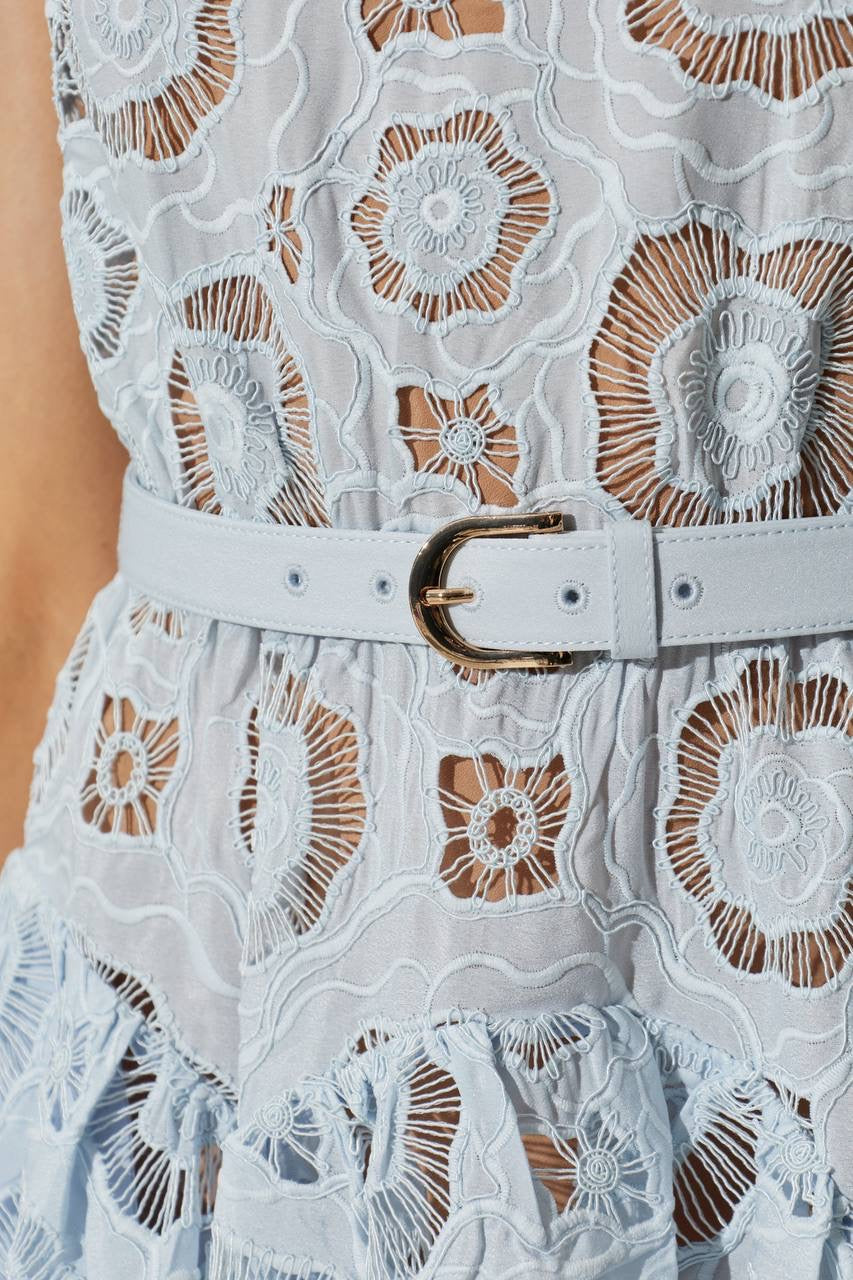 SP Blue Floral Lace Midi Dress