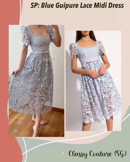 SALE! SP Blue Guipure Lace Midi Dress