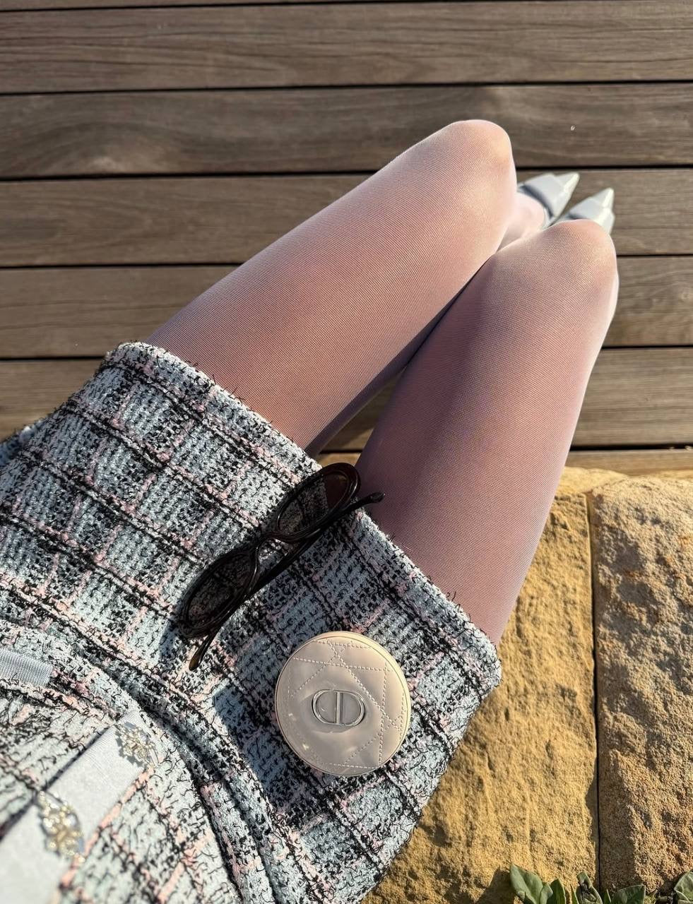 SP Blue Check Knit Cropped Cardigan | Mini Skirt | Set