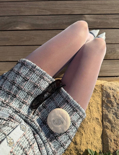 SP Blue Check Knit Cropped Cardigan | Mini Skirt | Set