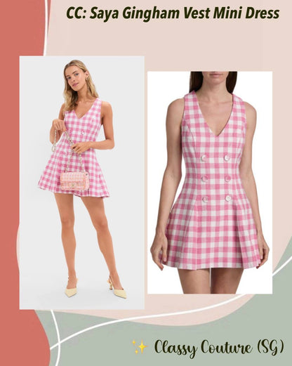 CC Saya Cotton-blend Gingham Vest Mini Dress