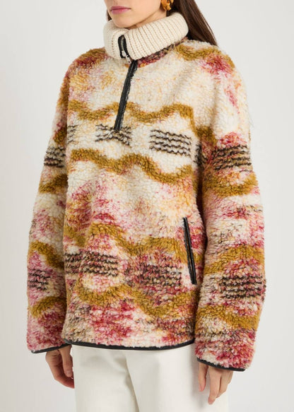 IM Marner Patterned Wool-blend Fleece Quarter-zip Pullover Coat