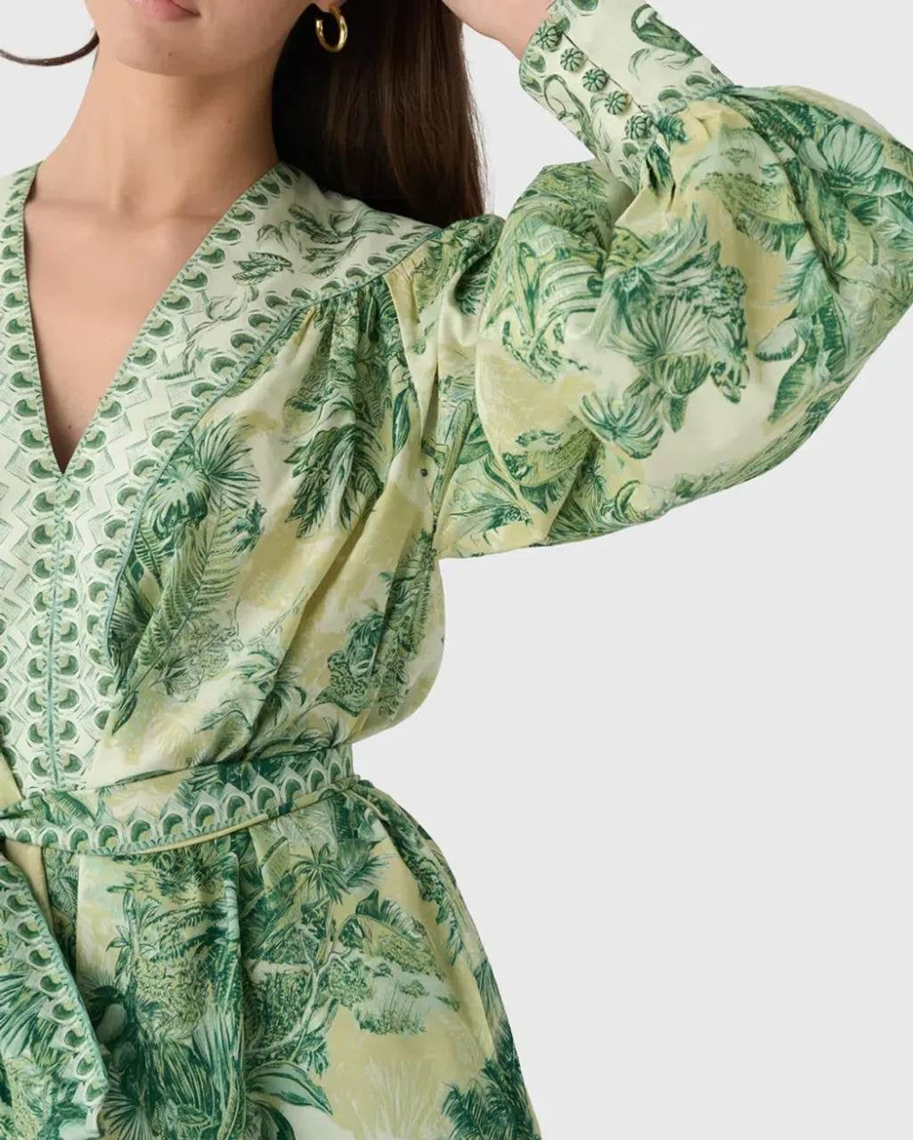 ALM Sara Cotton-Silk Blouson Sleeve Mini Dress