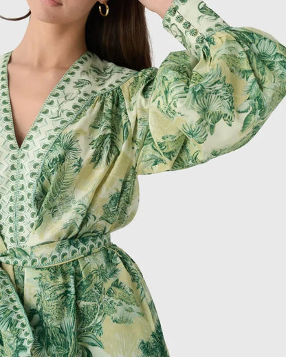 ALM Sara Cotton-Silk Blouson Sleeve Mini Dress