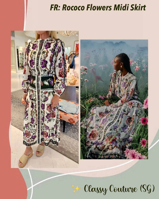 FR Rococo Flowers Midi Skirt