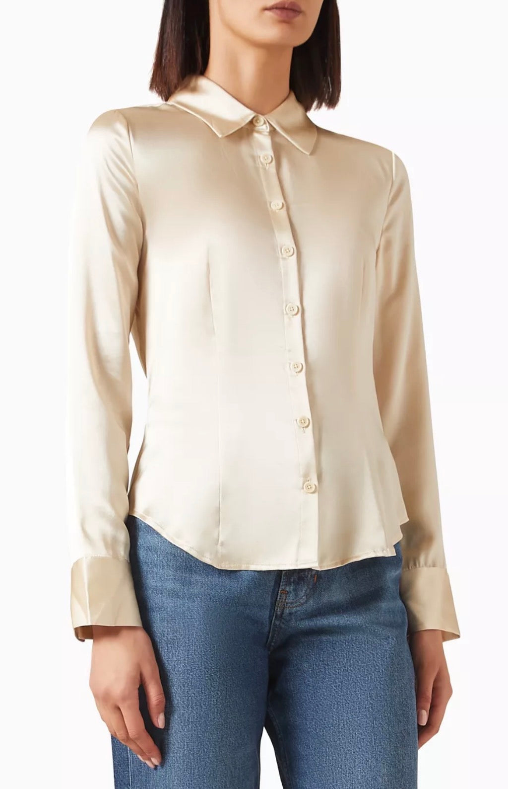 2 Colors! Ref Raya Fitted Silk Shirt in Purple and Almond