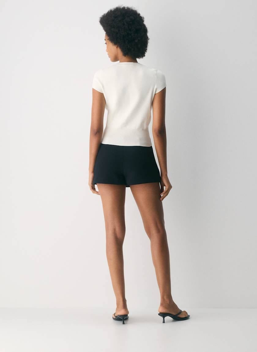 ARZ Storyboard Wonder Yarn Viscose-blend Short-sleeved Cardigan Top