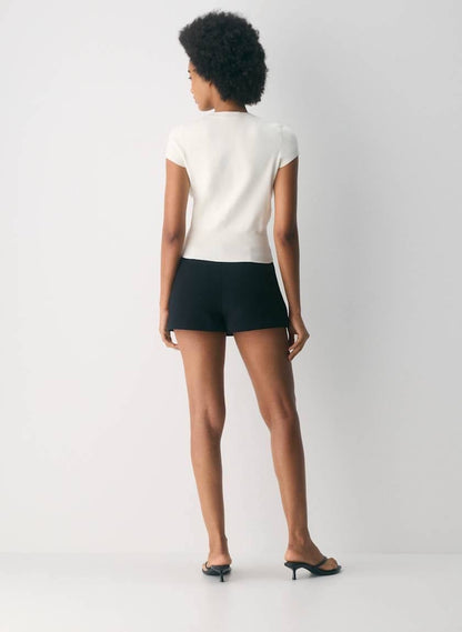 ARZ Storyboard Wonder Yarn Viscose-blend Short-sleeved Cardigan Top