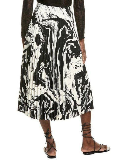 MMK Myy Marras Pleated Midi Skirt in Black/white Marble Ink