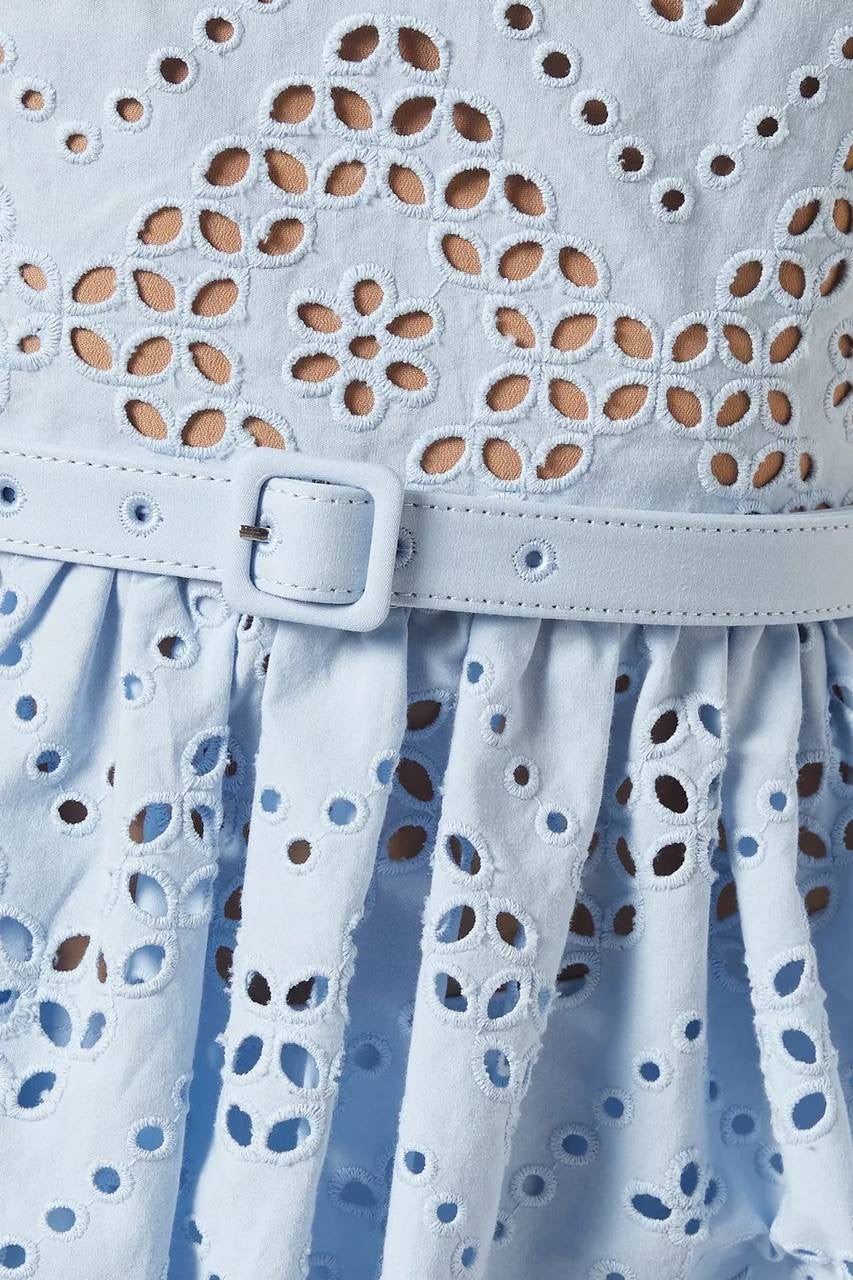 SP Blue Broderie Anglaise Top | Midi Skirt | Set