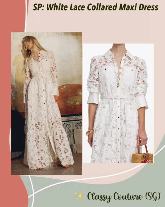 SP White Lace Collared Maxi Dress