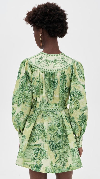 ALM Sara Cotton-Silk Blouson Sleeve Mini Dress