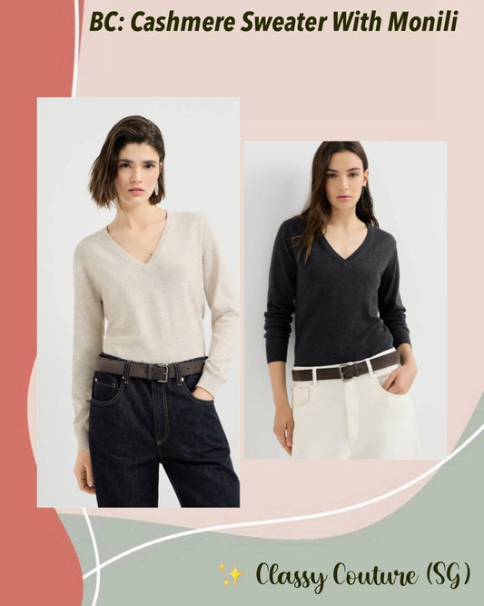 BC Cashmere V-neck Sweater With Monili