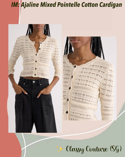 IM Ajaline Mixed Pointelle Cotton Cardigan