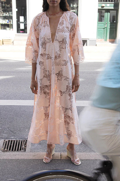 ML Maeve Cotton-blend Sheer Lace Maxi Dress