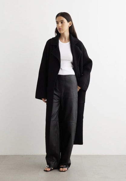 Tot Ribbed Knit Wool Blend Long Cardigan Coat