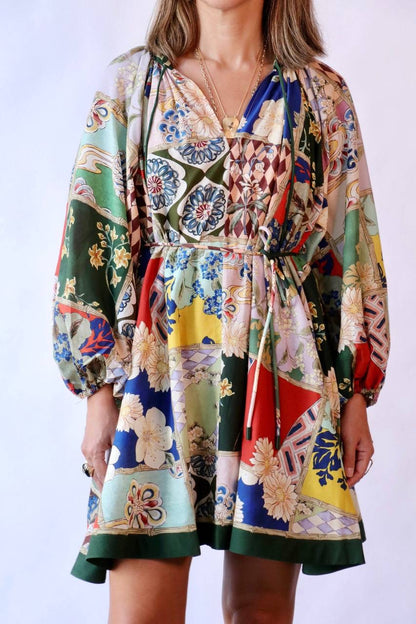 ALM Bianca Belted Gathered Cotton-Silk Mini Dress