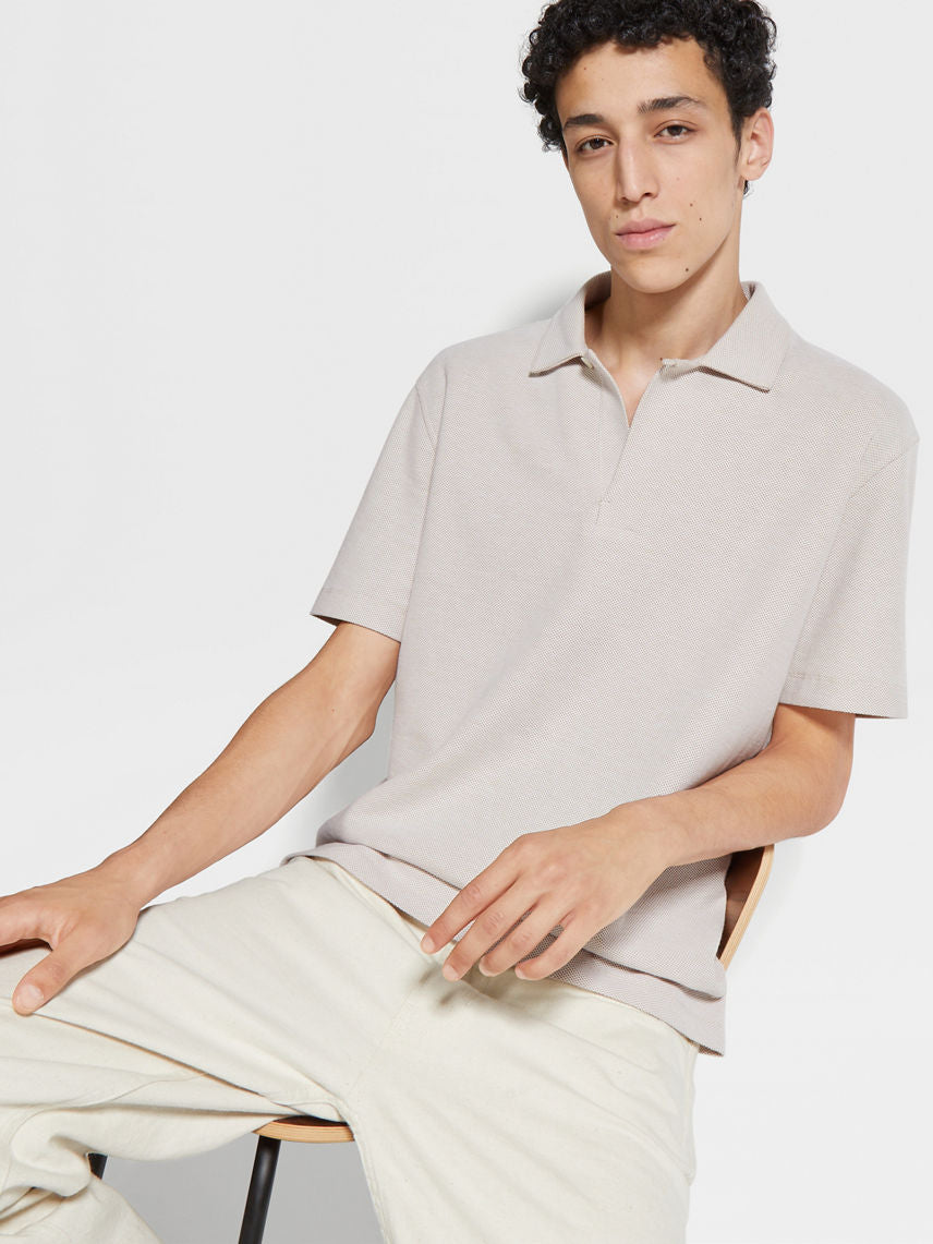 ZN Men’s Cotton Polo Shirt in Light Beige