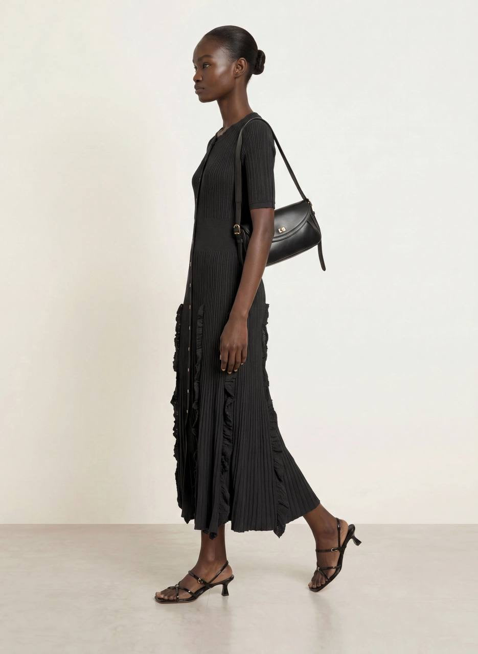 SD Knitted Ruffled Maxi Dress