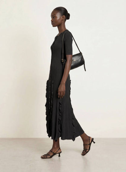 SD Knitted Ruffled Maxi Dress