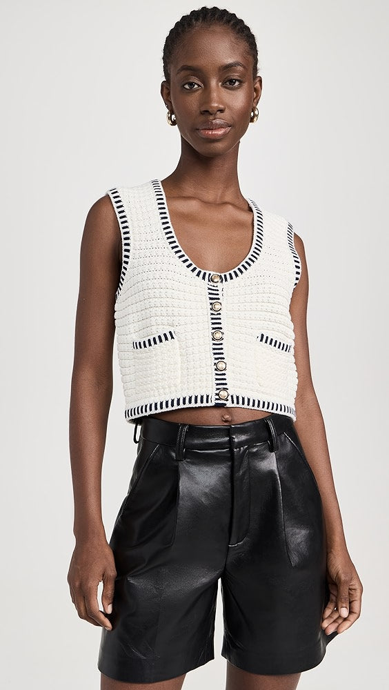 BA Gustave Sleeveless Cotton-blend Knit Cropped Vest