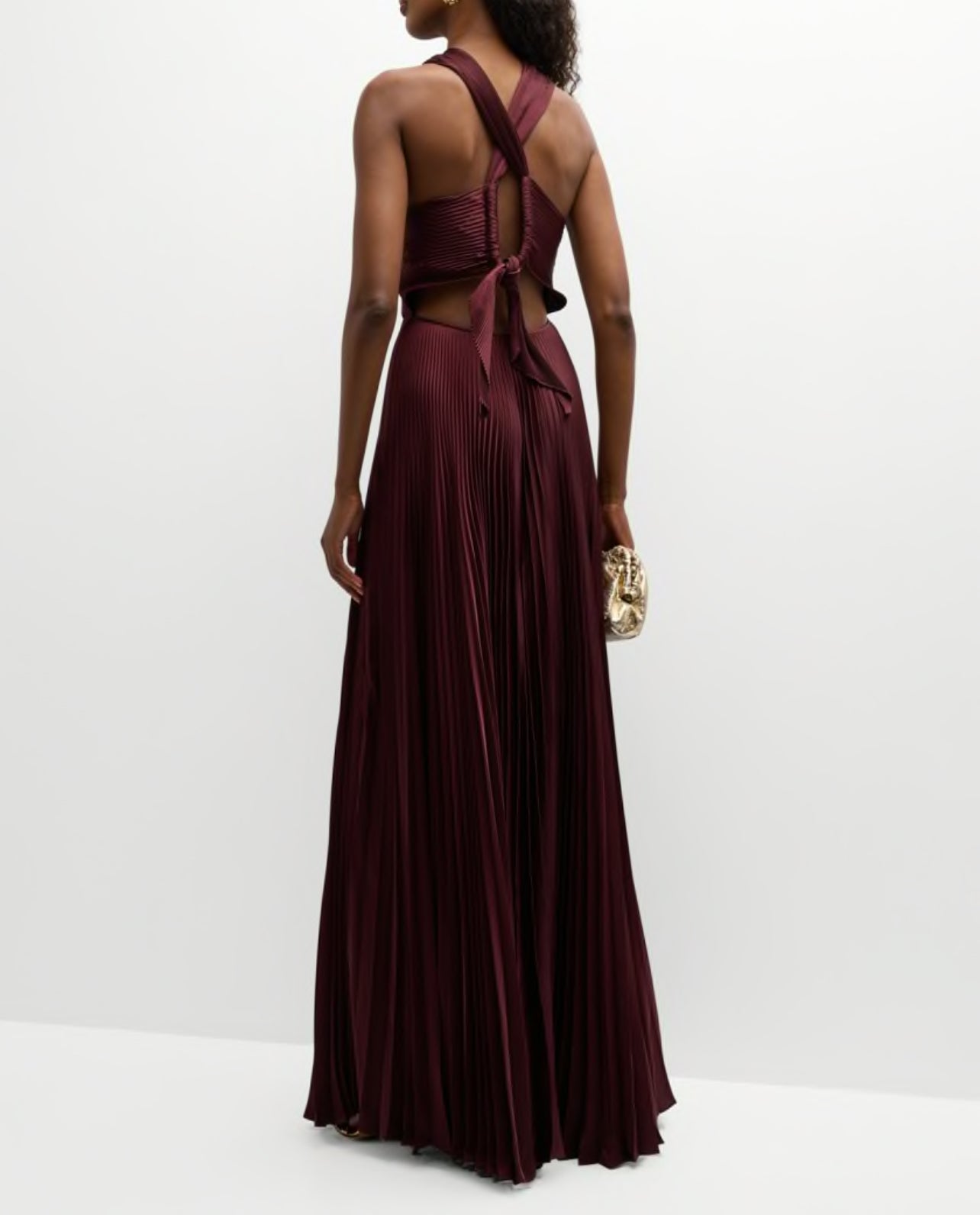 ALC Athena Pleated Halter A-Line Maxi Dress